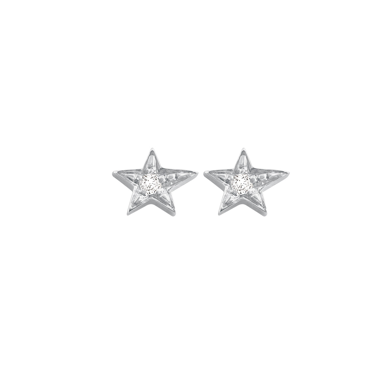 Star earrings in 18k white gold