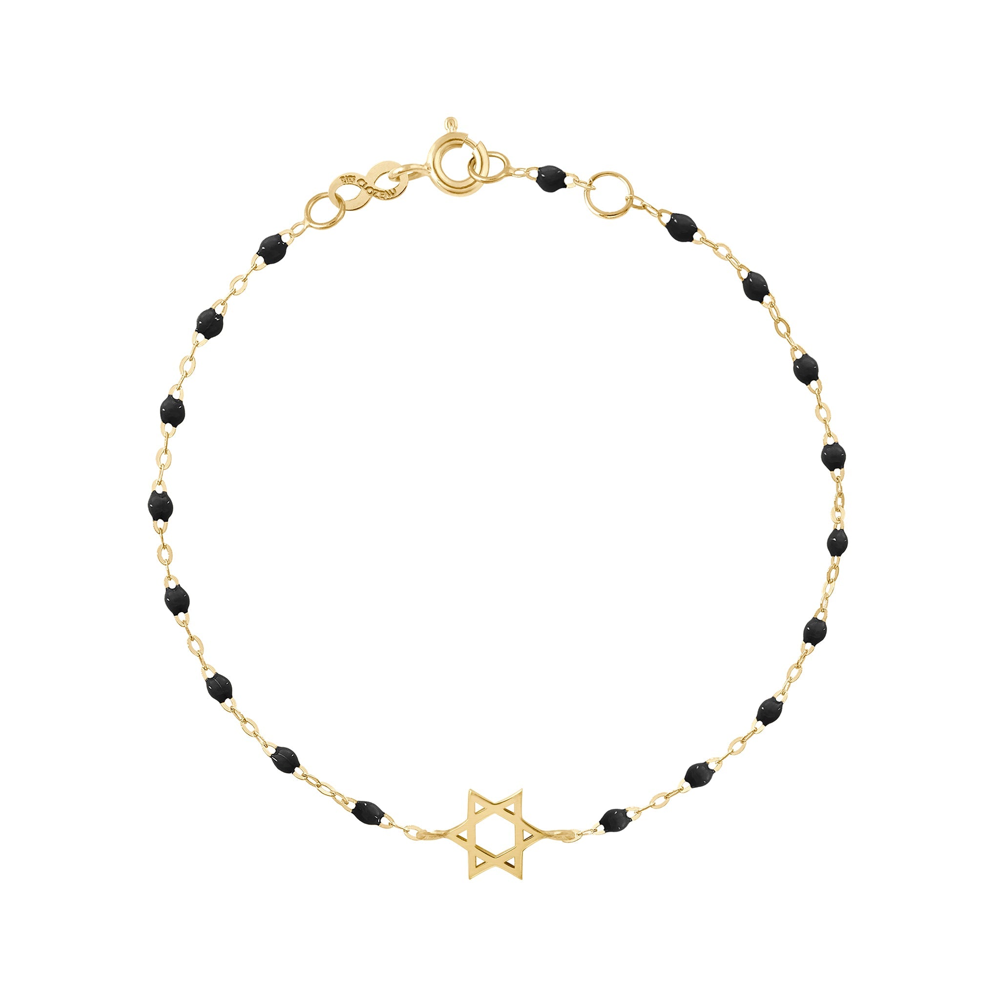 Gigi Clozeau - Star of David Bracelet, Black, Yellow Gold, 6.7"