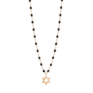 Gigi Clozeau - Star of David Necklace, Black, Rose Gold, 16.5"