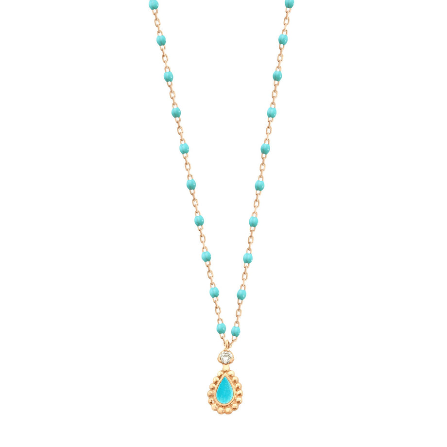 Gigi Clozeau - Turquoise Green Mini Lucky Cashmere Necklace, Yellow Gold, 16.5